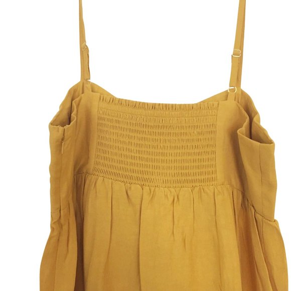 INC International Concept Midi Dress Knot Front Ruffle Yellow Linen Sundress XL - Picture 5 of 7
